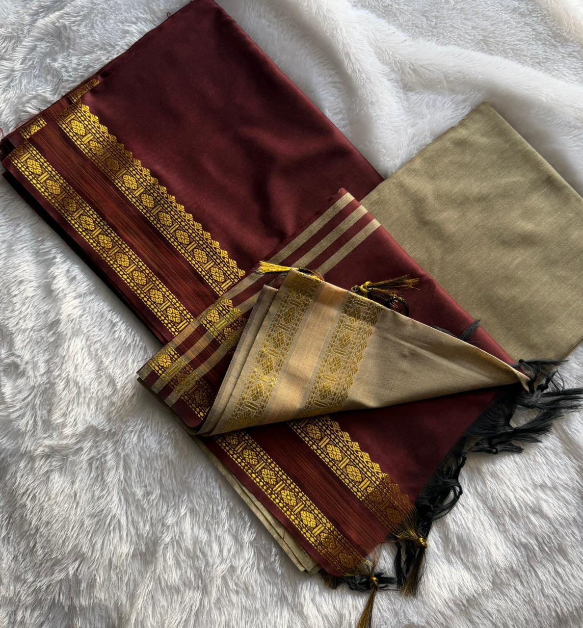 NADHI Series Crafted in butter silk Maroon